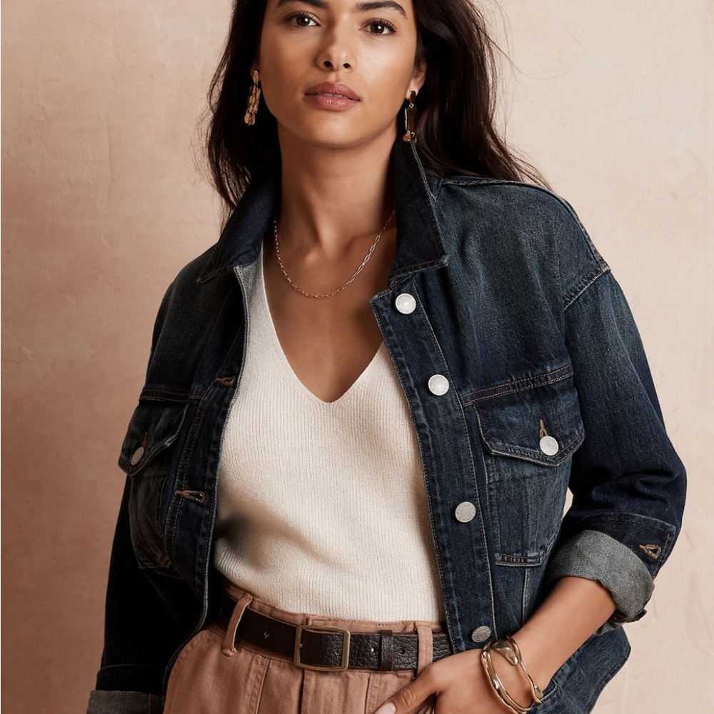 Banana Republic Factory Oversized Denim Jacket sz Small in color Indigo